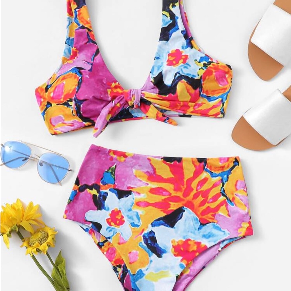 Shein Multicolor Front Tie Bikini Medium